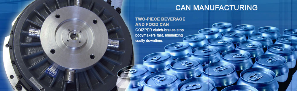 Can Manufacturing - 2-piece beverage and food can - Goizper clutch-brakes stop bodymakers fast minimizing costly downtime